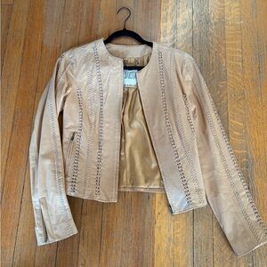 BB Dakota Beige Leather Jacket